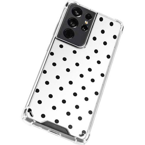 White and Black Polka Dots Galaxy S21 Ultra 5G Clear Case
